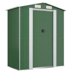 vidaXL Cobertizo de jardín acero galvanizado verde 192x108x223 cm