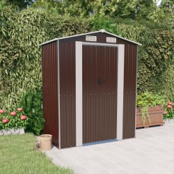vidaXL Cobertizo jardín acero galvanizado marrón oscuro 192x108x223 cm