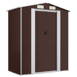 vidaXL Cobertizo jardín acero galvanizado marrón oscuro 192x108x223 cm