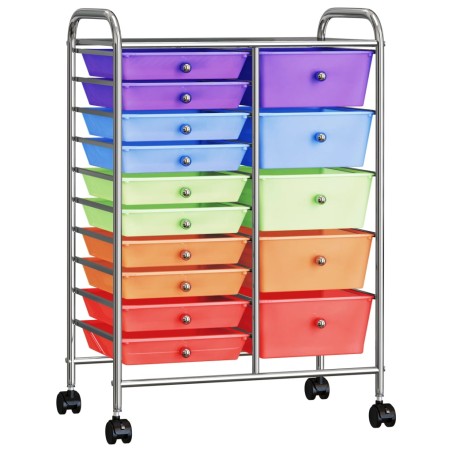 vidaXL Carrito de almacenaje portátil  XXL 15 cajones plástico multicolor