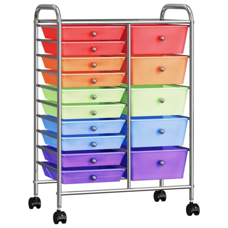 vidaXL Carrito de almacenaje portátil  XXL 15 cajones plástico multicolor