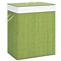 vidaXL Cesta para la ropa sucia de bambú de una sección verde 83 l