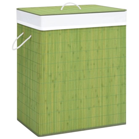 vidaXL Cesta para la ropa sucia de bambú de una sección verde 83 l