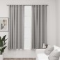vidaXL Cortinas opacas con ganchos look de lino 2 pzas gris 140x175 cm vidaXL Cortinas opacas con ganchos look de lino 2 pzas gris 140x175 cm