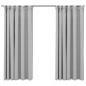 vidaXL Cortinas opacas con ganchos look de lino 2 pzas gris 140x175 cm vidaXL Cortinas opacas con ganchos look de lino 2 pzas gris 140x175 cm