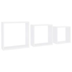 vidaXL Estantes cubo de pared 3 unidades MDF blanco