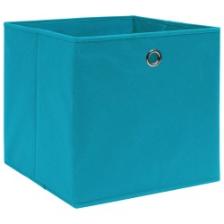 vidaXL Cajas de almacenaje 4 uds tela no tejida azul bebé 28x28x28 cm