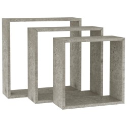 vidaXL Estantes cubo de pared 3 unidades gris hormigón