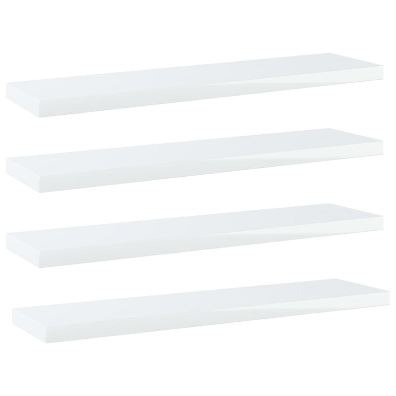 vidaXL Estante estantería 4uds contrachapada blanco brillo 40x10x1,5cm