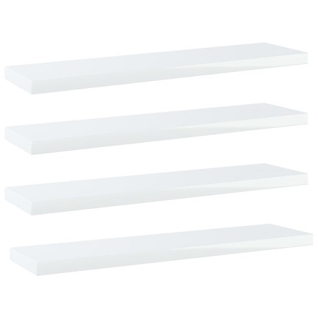 vidaXL Estante estantería 4uds contrachapada blanco brillo 40x10x1,5cm