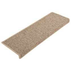 vidaXL Alfombrilla autoadhesiva escalera sisal 15 uds beige 65x21x4 cm