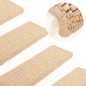 vidaXL Alfombrilla autoadhesiva escalera sisal 15 uds beige 65x21x4 cm vidaXL Alfombrilla autoadhesiva escalera sisal 15 uds beige 65x21x4 cm