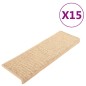 vidaXL Alfombrilla autoadhesiva escalera sisal 15 uds beige 65x21x4 cm vidaXL Alfombrilla autoadhesiva escalera sisal 15 uds beige 65x21x4 cm