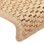 vidaXL Alfombrilla autoadhesiva escalera sisal 15 uds beige 65x21x4 cm vidaXL Alfombrilla autoadhesiva escalera sisal 15 uds beige 65x21x4 cm