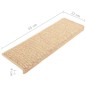 vidaXL Alfombrilla autoadhesiva escalera sisal 15 uds beige 65x21x4 cm vidaXL Alfombrilla autoadhesiva escalera sisal 15 uds beige 65x21x4 cm