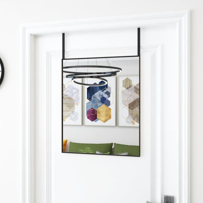 vidaXL Espejo de puerta cristal y aluminio negro 50x60 cm vidaXL Espejo de puerta cristal y aluminio negro 50x60 cm