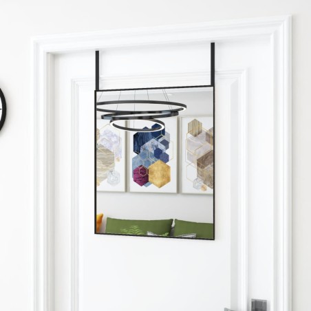 vidaXL Espejo de puerta cristal y aluminio negro 50x60 cm