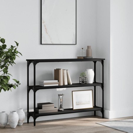 vidaXL Mesa consola madera de ingeniería negra 100x22,5x75 cm