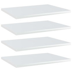 vidaXL Estante estantería 4uds contrachapada blanco brillo 40x30x1,5cm