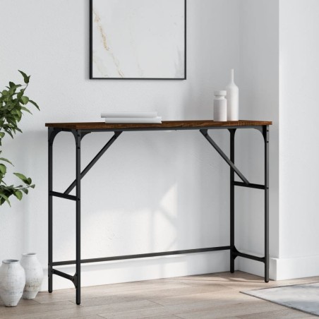 vidaXL Mesa consola madera de ingeniería marrón roble 100x32x75 cm