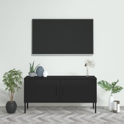 vidaXL Mueble para TV de acero negro 105x35x50 cm