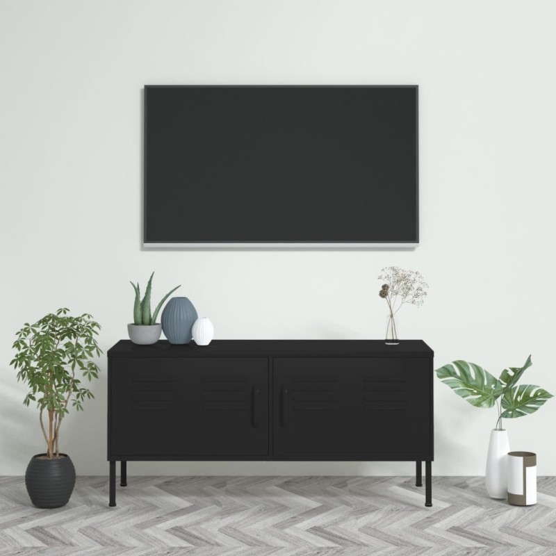 vidaXL Mueble para TV de acero negro 105x35x50 cm