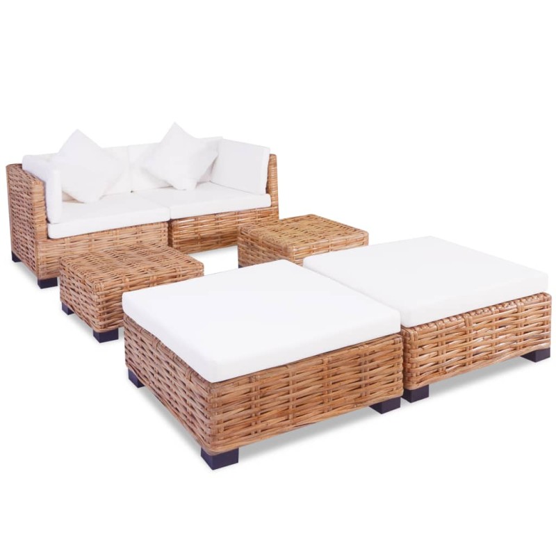 vidaXL Juego de sofás de 16 piezas ratán natural vidaXL Juego de sofás de 16 piezas ratán natural