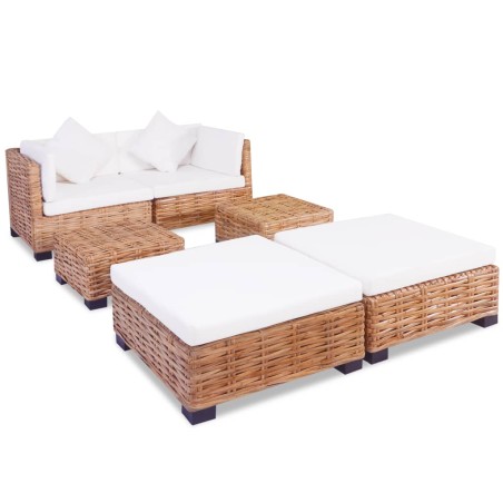 vidaXL Juego de sofás de 16 piezas ratán natural
