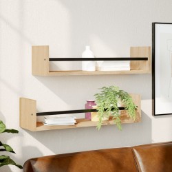 vidaXL Estantes de pared con barras 2 uds roble Sonoma 60x16x14 cm