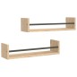 vidaXL Estantes de pared con barras 2 uds roble Sonoma 60x16x14 cm vidaXL Estantes de pared con barras 2 uds roble Sonoma 60x16x14 cm