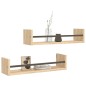 vidaXL Estantes de pared con barras 2 uds roble Sonoma 60x16x14 cm vidaXL Estantes de pared con barras 2 uds roble Sonoma 60x16x14 cm