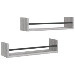 vidaXL Estantes de pared con barras 2 uds gris Sonoma 60x16x14 cm