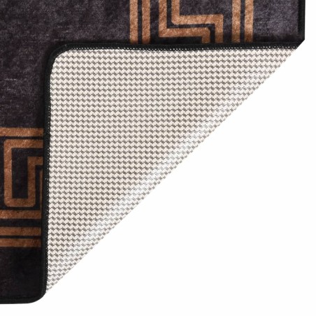 vidaXL Alfombra lavable antideslizante negro y dorado 120x180 cm