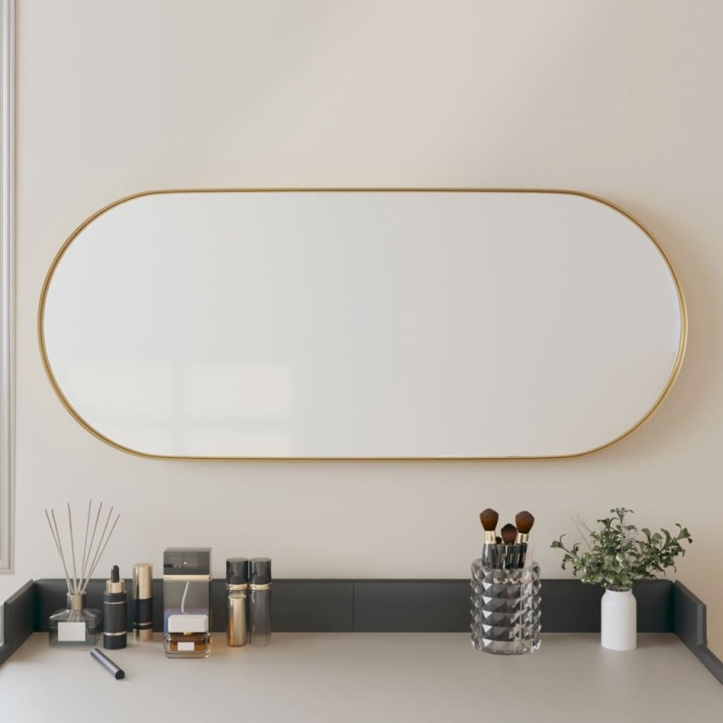 vidaXL Espejo de pared ovalado dorado 25x60 cm vidaXL Espejo de pared ovalado dorado 25x60 cm
