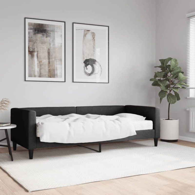 vidaXL Sofá cama con colchón tela negro 80x200 cm vidaXL Sofá cama con colchón tela negro 80x200 cm