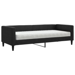 vidaXL Sofá cama con colchón tela negro 80x200 cm