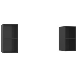 vidaXL Muebles de salón de pared 2 pzas madera ingeniería negro brillo