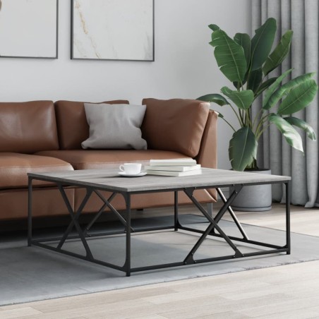 vidaXL Mesa de centro madera de ingeniería gris Sonoma 100x100x40 cm