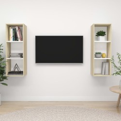vidaXL Muebles de salón de pared 2 piezas blanco y roble Sonoma