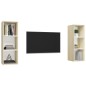 vidaXL Muebles de salón de pared 2 piezas blanco y roble Sonoma vidaXL Muebles de salón de pared 2 piezas blanco y roble Sonoma