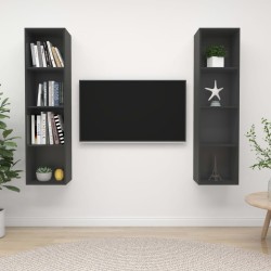 vidaXL Muebles de salón de pared 2 piezas madera de ingeniería gris