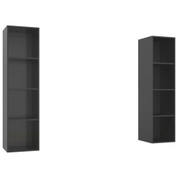 vidaXL Muebles de salón de pared 2 pzas madera ingeniería gris brillo