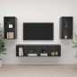 vidaXL Muebles de salón de pared 4 pzas madera ingeniería gris brillo vidaXL Muebles de salón de pared 4 pzas madera ingeniería gris brillo