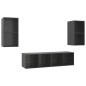 vidaXL Muebles de salón de pared 4 pzas madera ingeniería gris brillo vidaXL Muebles de salón de pared 4 pzas madera ingeniería gris brillo