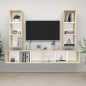 vidaXL Muebles de salón de pared 4 piezas blanco y roble Sonoma vidaXL Muebles de salón de pared 4 piezas blanco y roble Sonoma