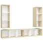 vidaXL Muebles de salón de pared 4 piezas blanco y roble Sonoma vidaXL Muebles de salón de pared 4 piezas blanco y roble Sonoma