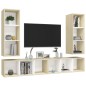 vidaXL Muebles de salón de pared 4 piezas blanco y roble Sonoma vidaXL Muebles de salón de pared 4 piezas blanco y roble Sonoma