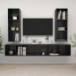 vidaXL Muebles de salón de pared 4 pzas madera ingeniería negro brillo