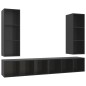vidaXL Muebles de salón de pared 4 pzas madera ingeniería negro brillo