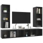vidaXL Muebles de salón de pared 4 pzas madera ingeniería negro brillo